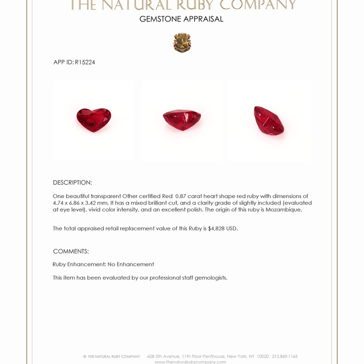 0.87 Ct. Ruby from Mozambique