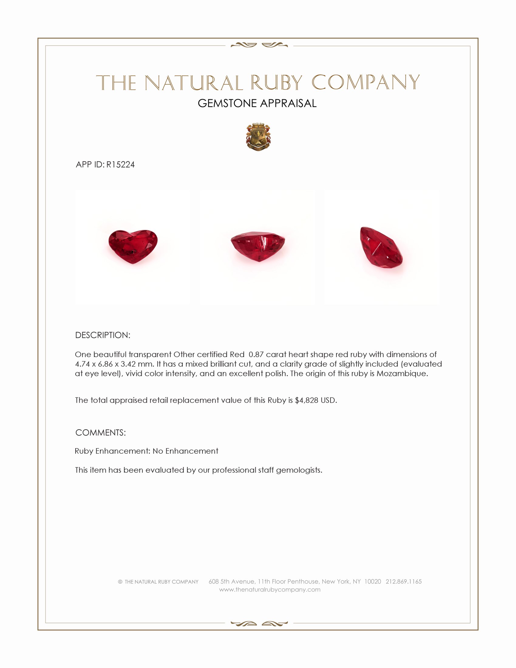 0.87 Ct. Ruby from Mozambique