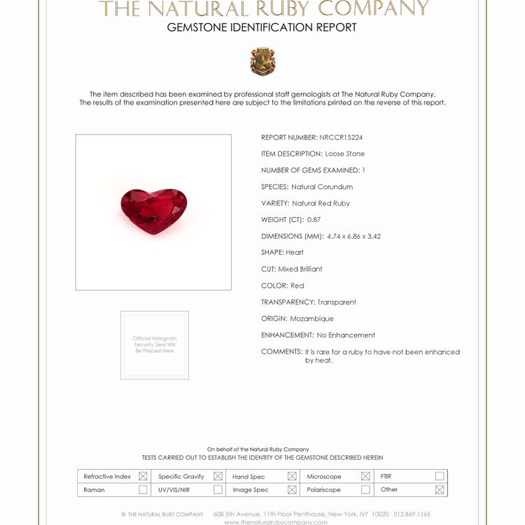 0.87 Ct. Ruby from Mozambique