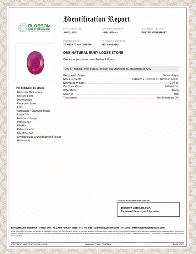 0.79 Ct. Ruby from Mozambique