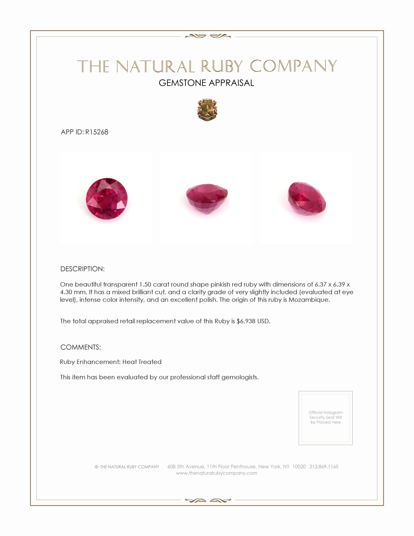 1.50 Ct. Ruby from Mozambique