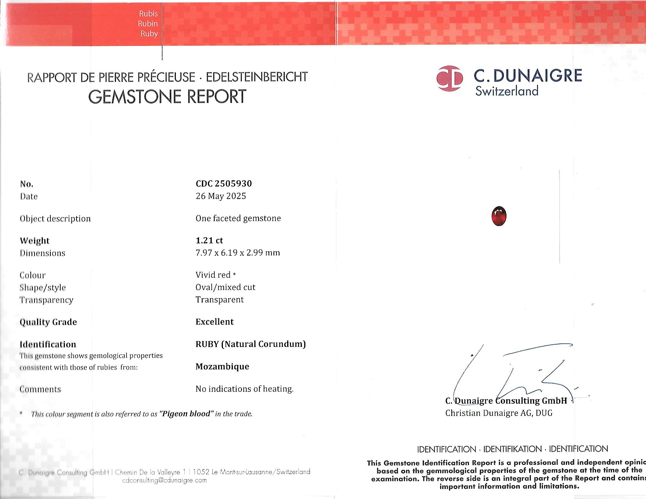 1.21 Ct. Ruby from Mozambique