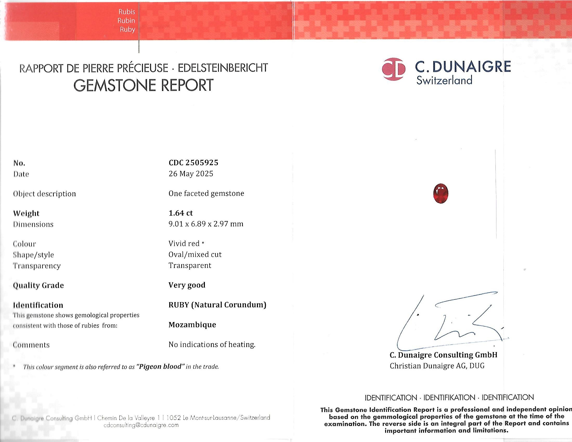 1.64 Ct. Ruby from Mozambique