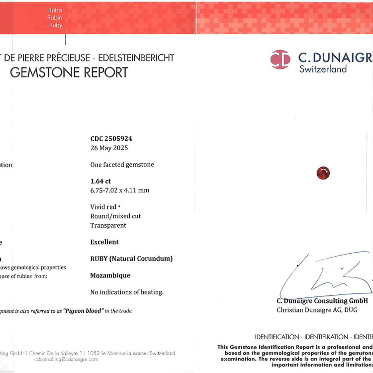 1.64 Ct. Ruby from Mozambique