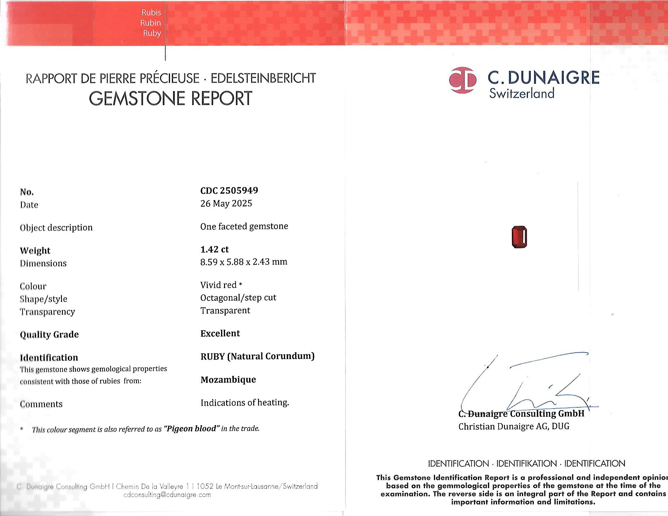 1.42 Ct. Ruby from Mozambique