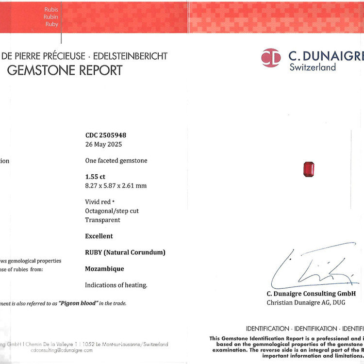 1.55 Ct. Ruby from Mozambique