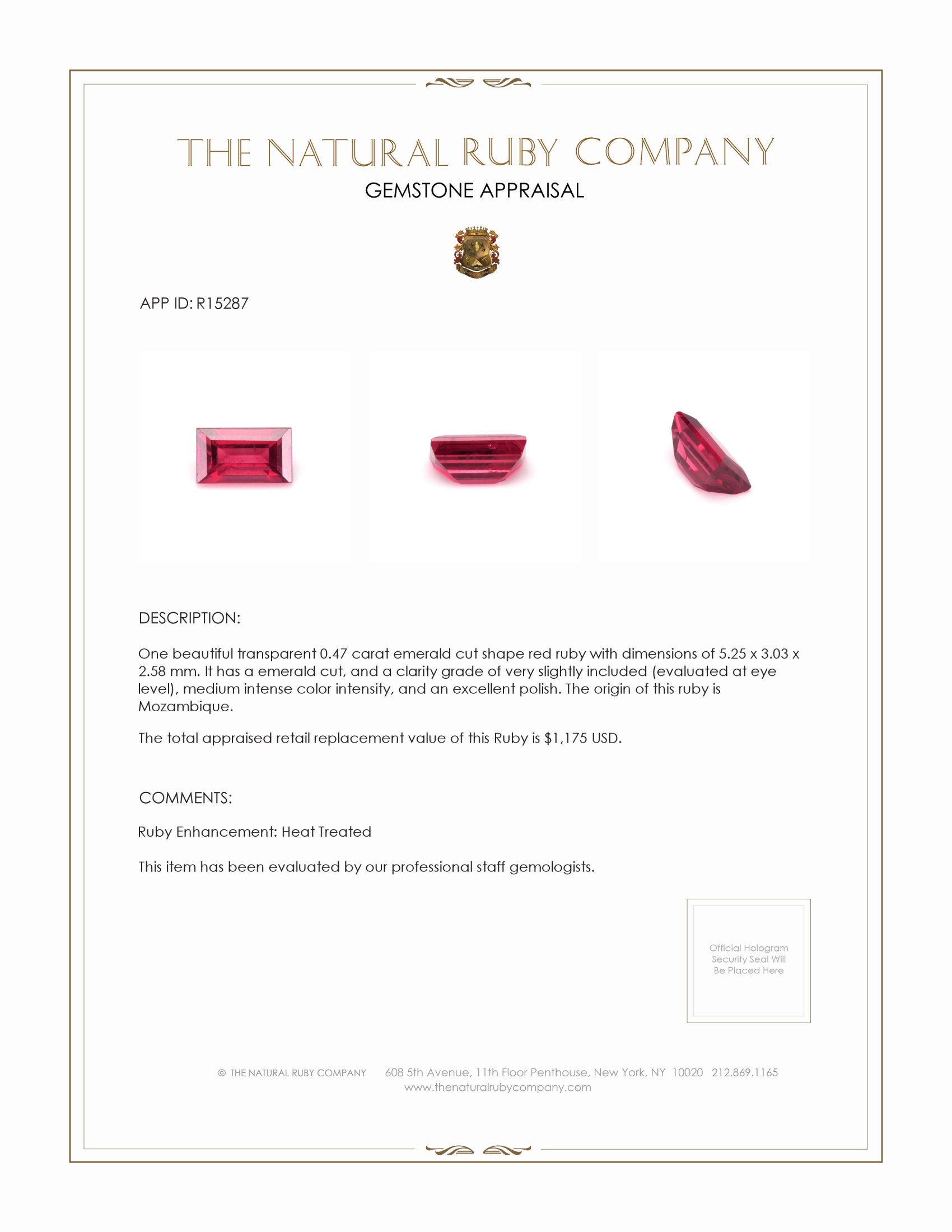 0.47 Ct. Ruby from Mozambique