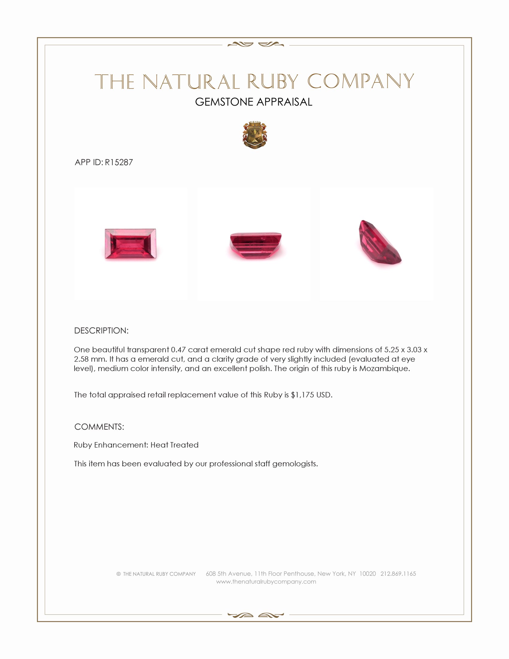 0.47 Ct. Ruby from Mozambique