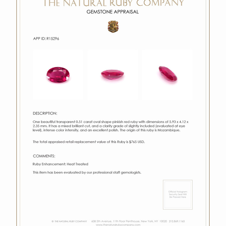 0.51 Ct. Ruby from Mozambique