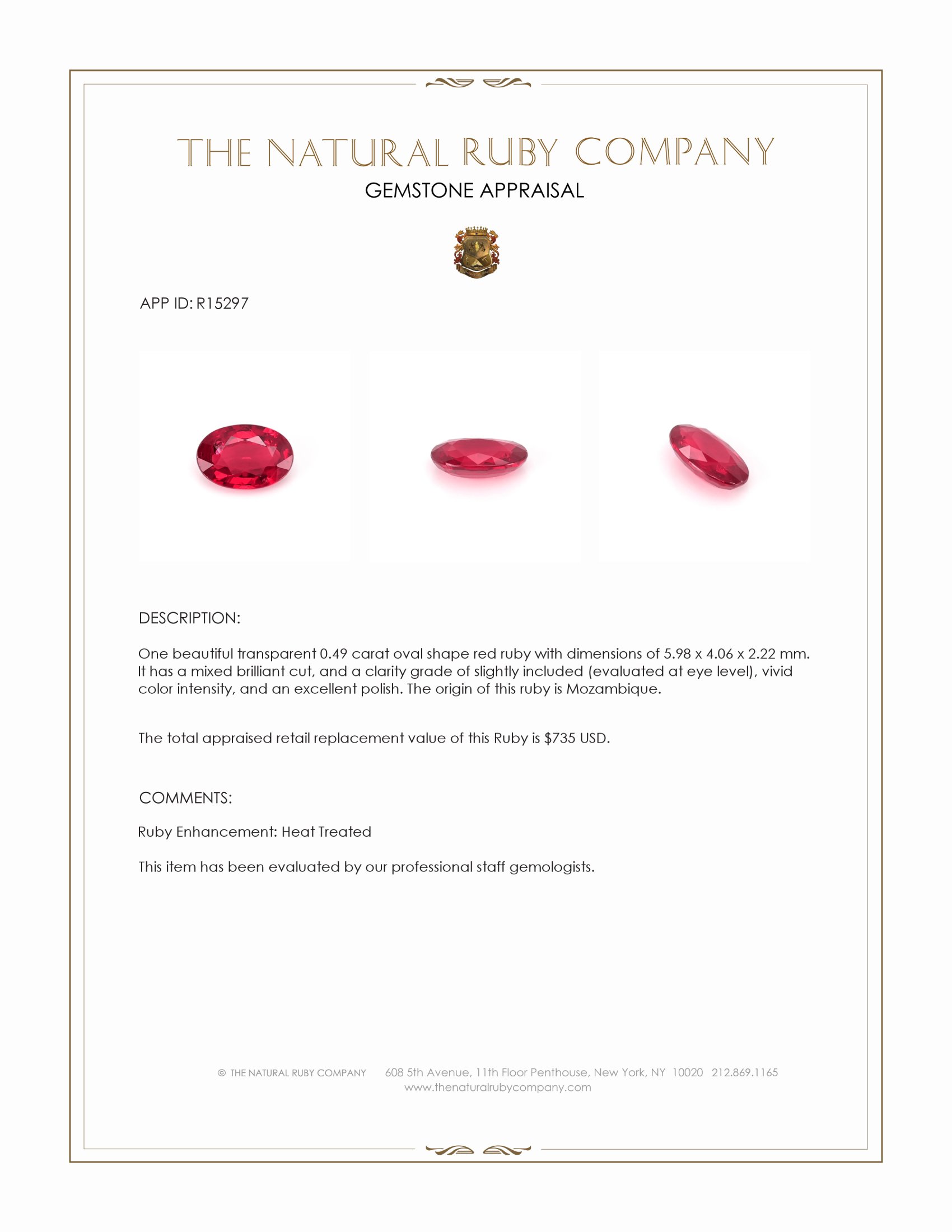 0.49 Ct. Ruby from Mozambique