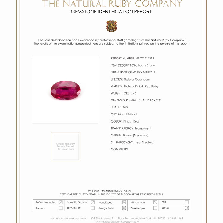 0.46 Ct. Ruby from Burma (Myanmar)