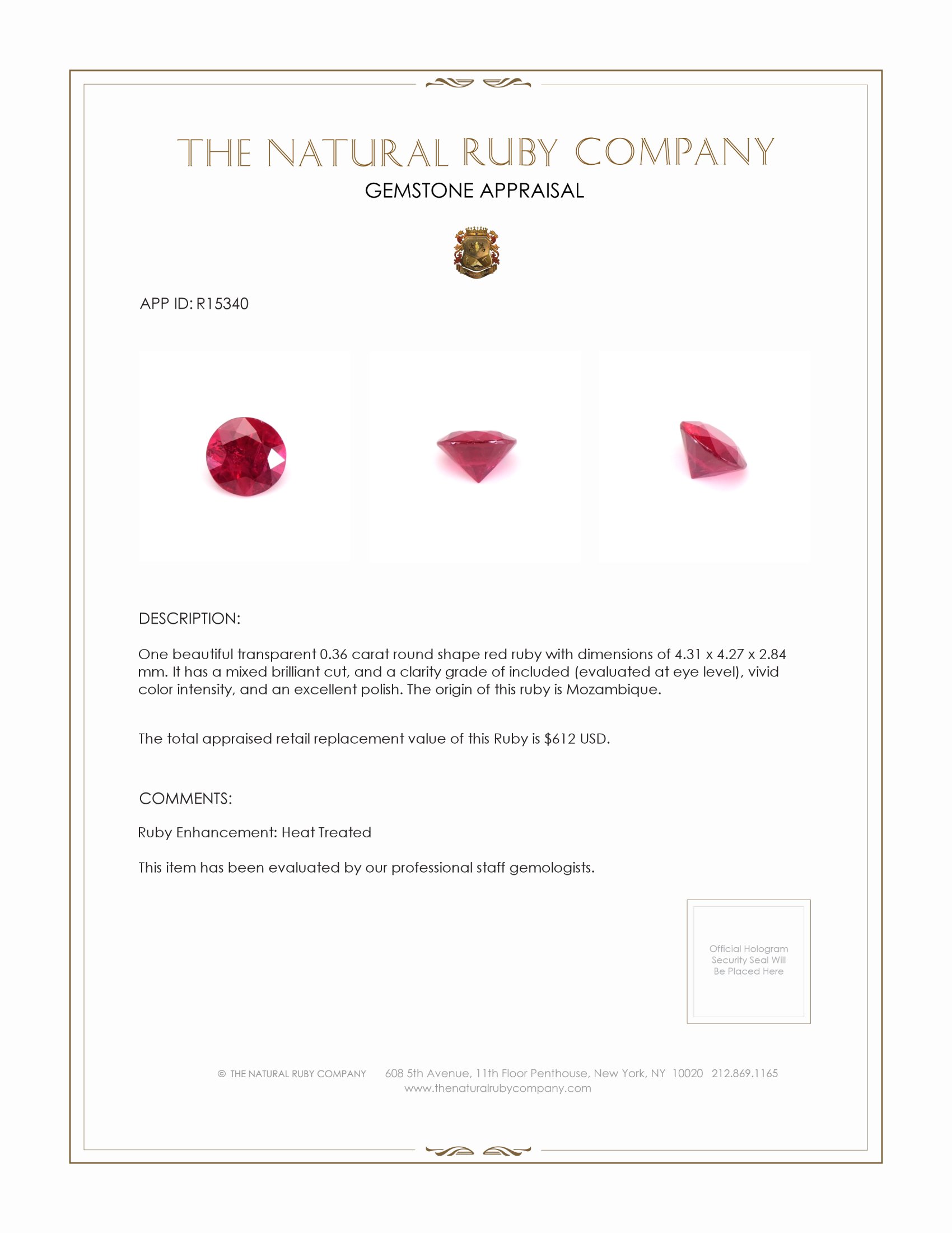 0.36 Ct. Ruby from Mozambique