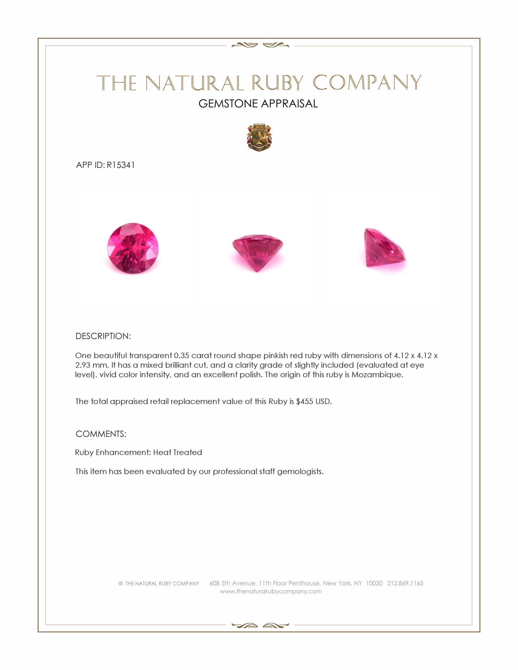 0.35 Ct. Ruby from Mozambique