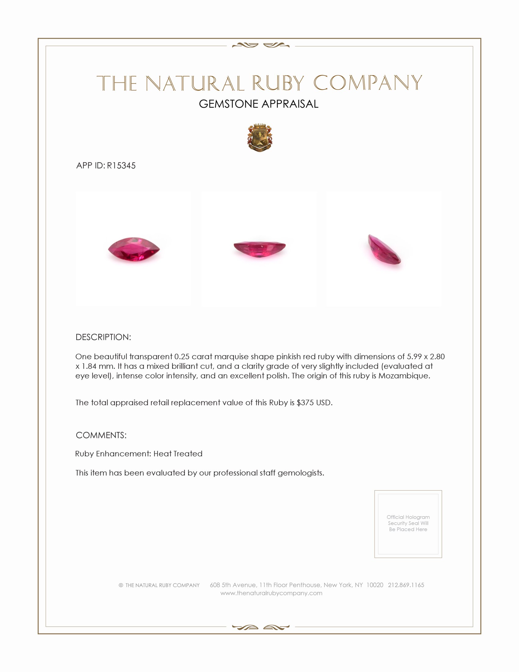0.25 Ct. Ruby from Mozambique