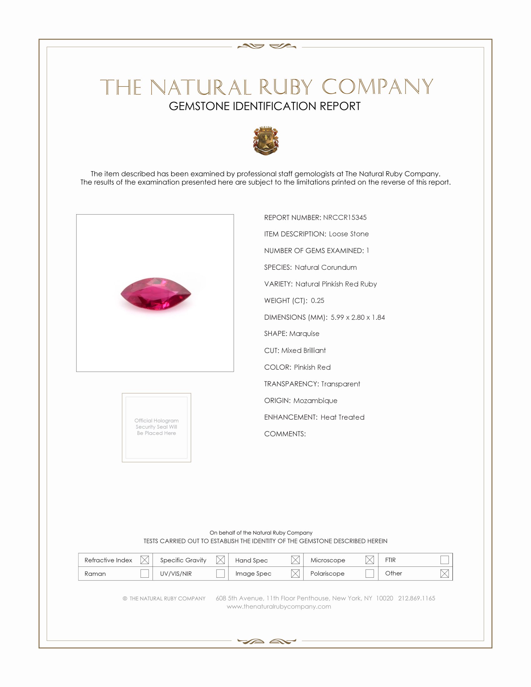 0.25 Ct. Ruby from Mozambique