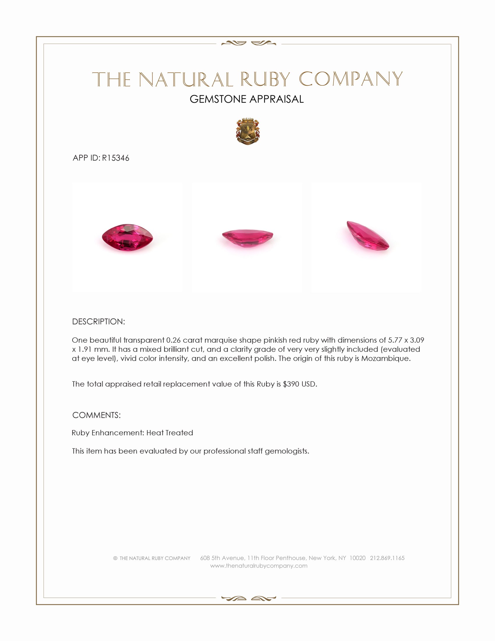 0.26 Ct. Ruby from Mozambique