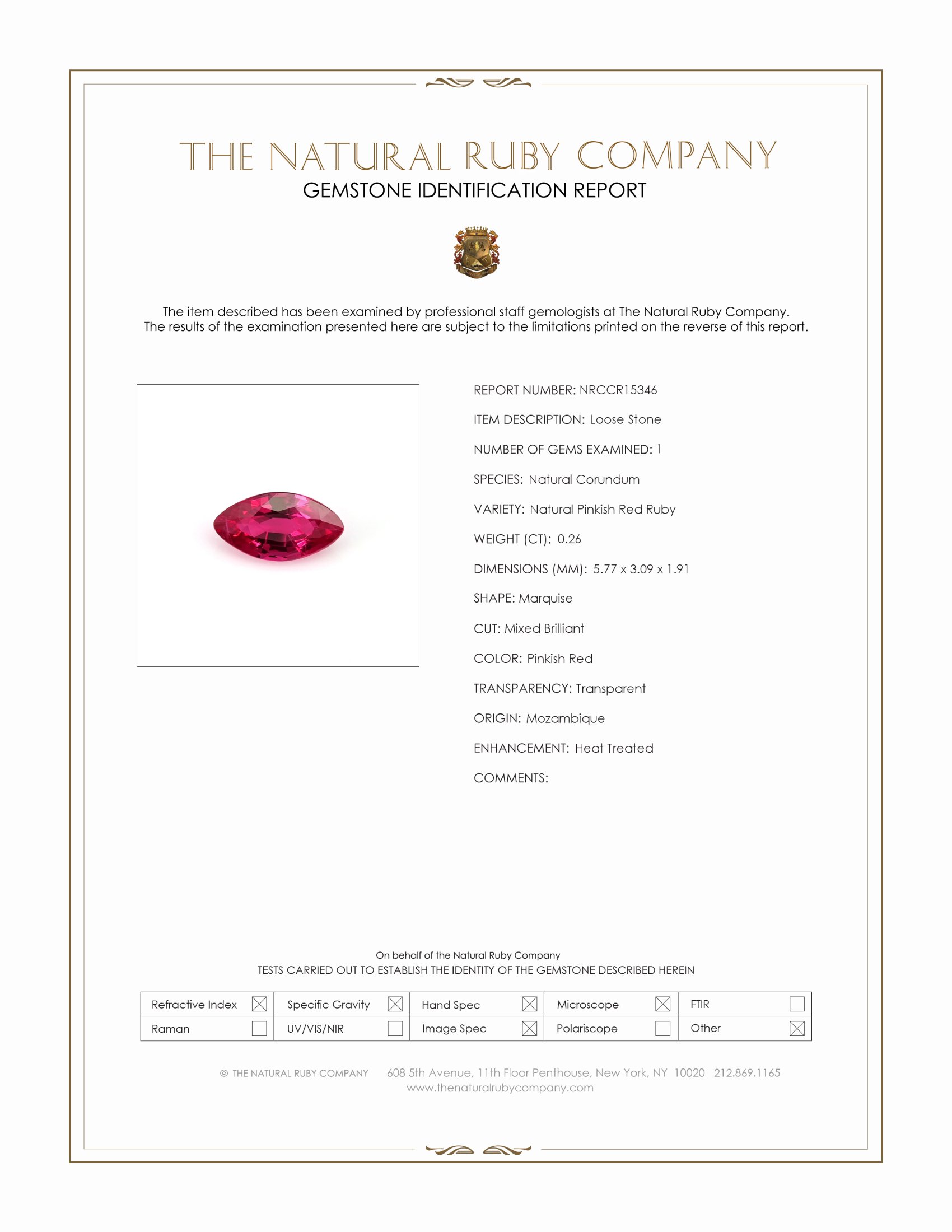 0.26 Ct. Pinkish Red Ruby from Mozambique