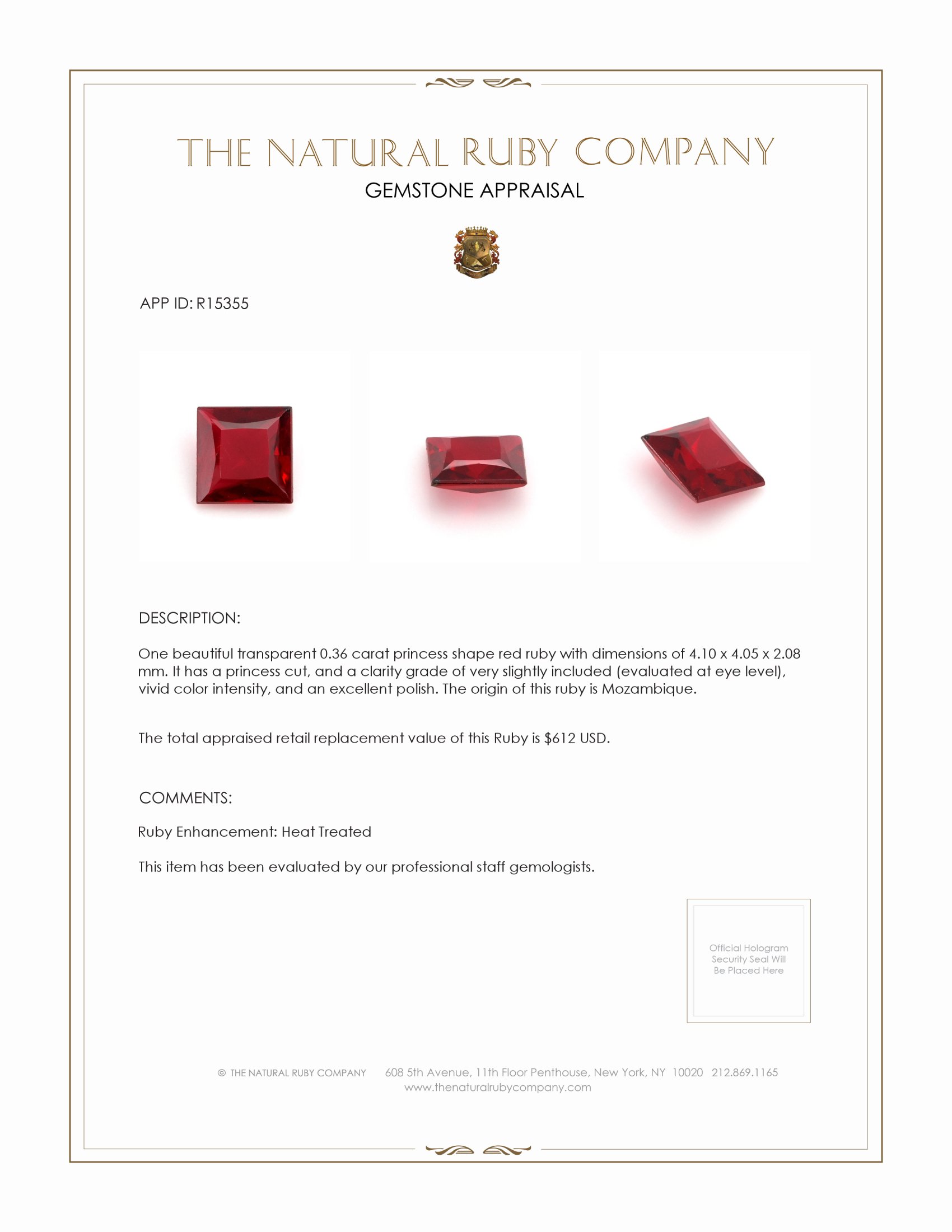 0.36 Ct. Ruby from Mozambique