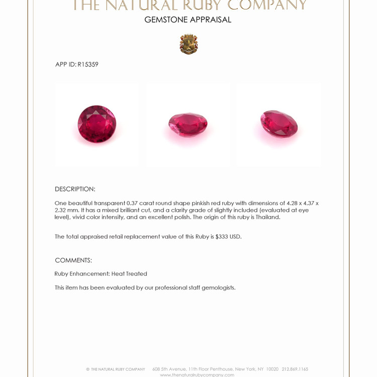 0.37 Ct. Ruby from Thailand