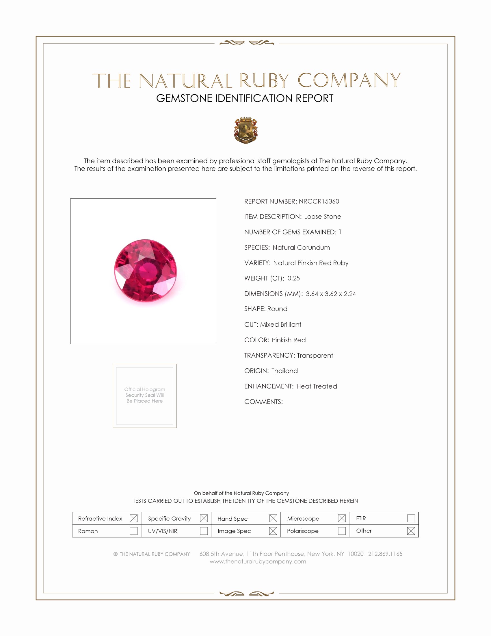 0.25 Ct. Ruby from Thailand