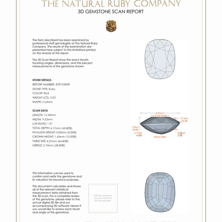 5.02 Ct. Ruby from Mozambique
