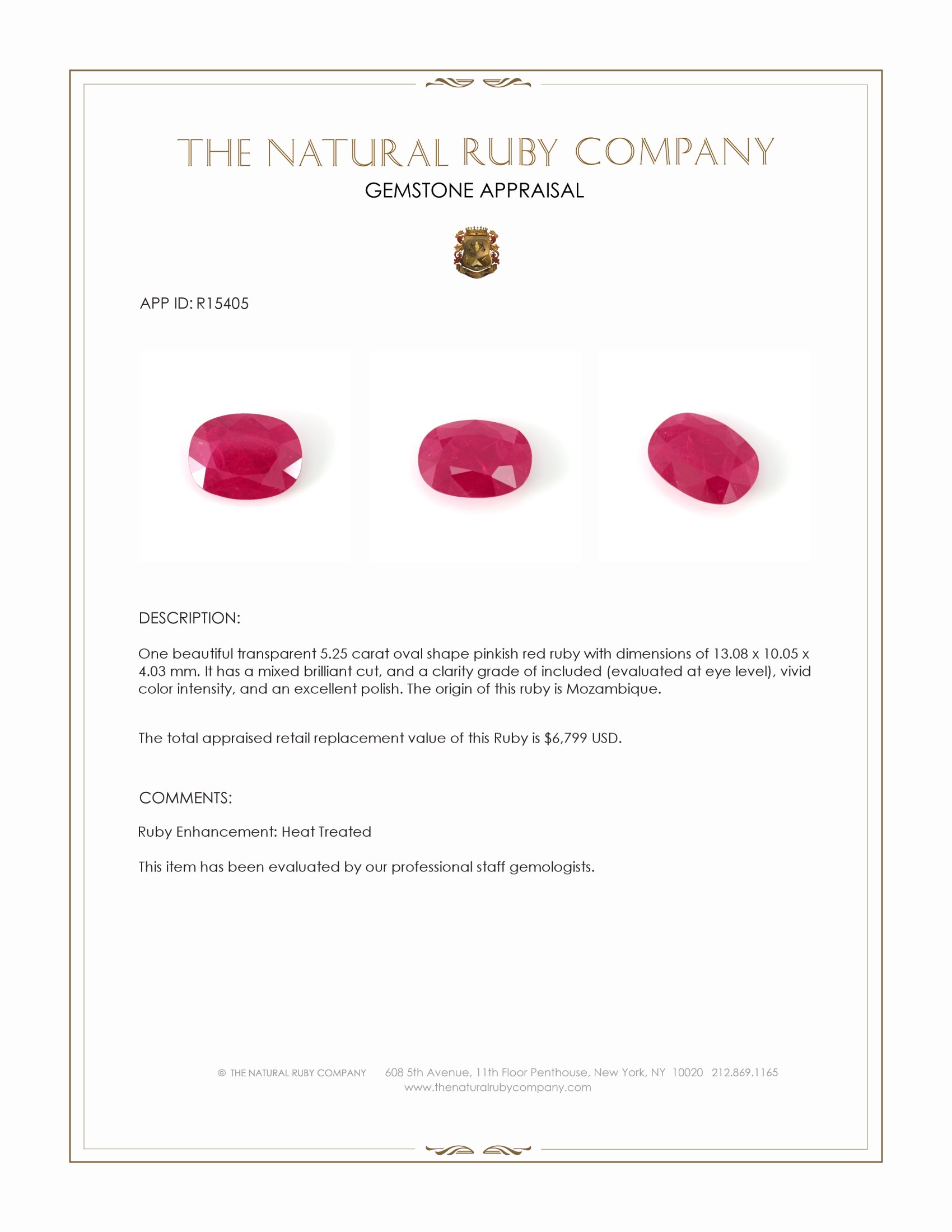 5.25 Ct. Pinkish Red Ruby from Mozambique