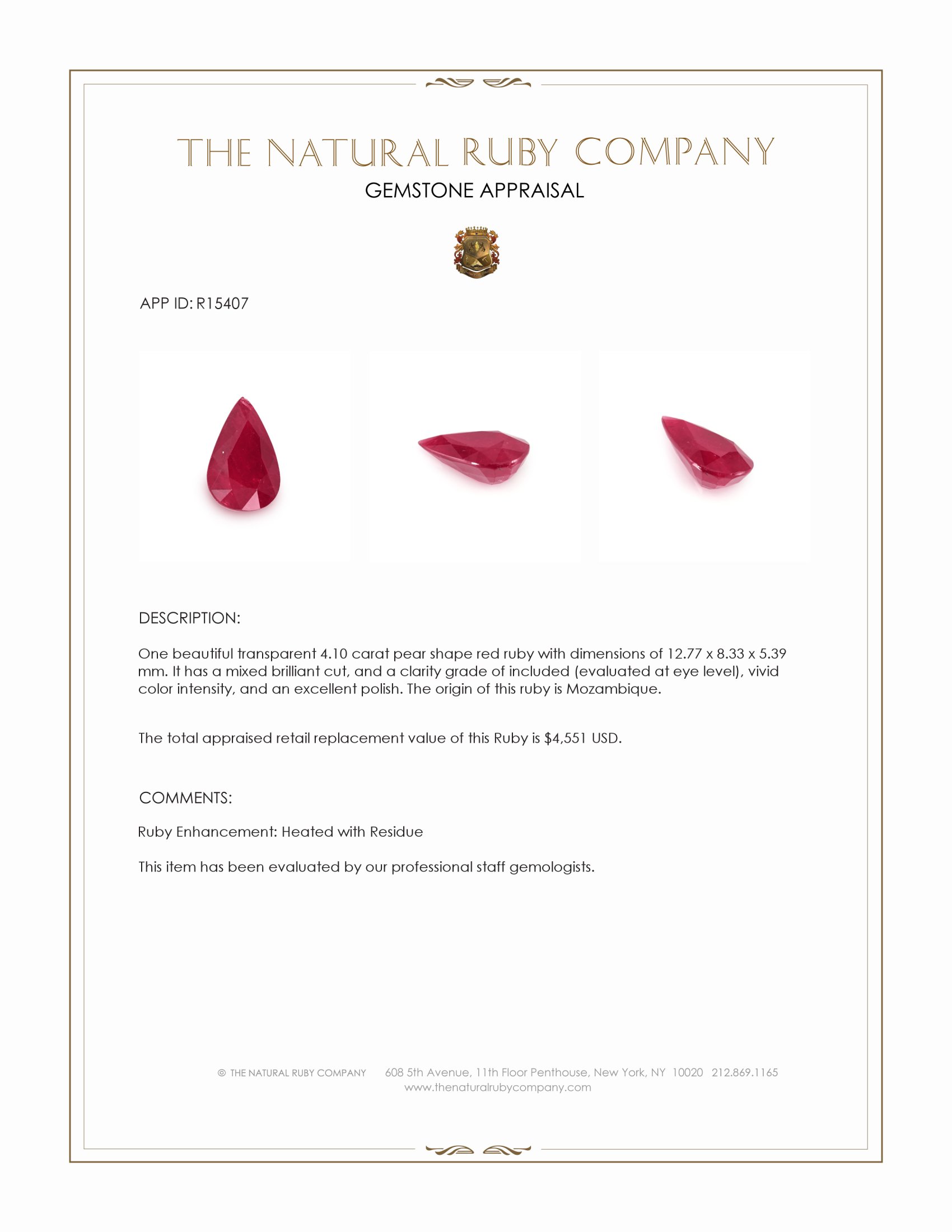 4.10 Ct. Ruby from Mozambique