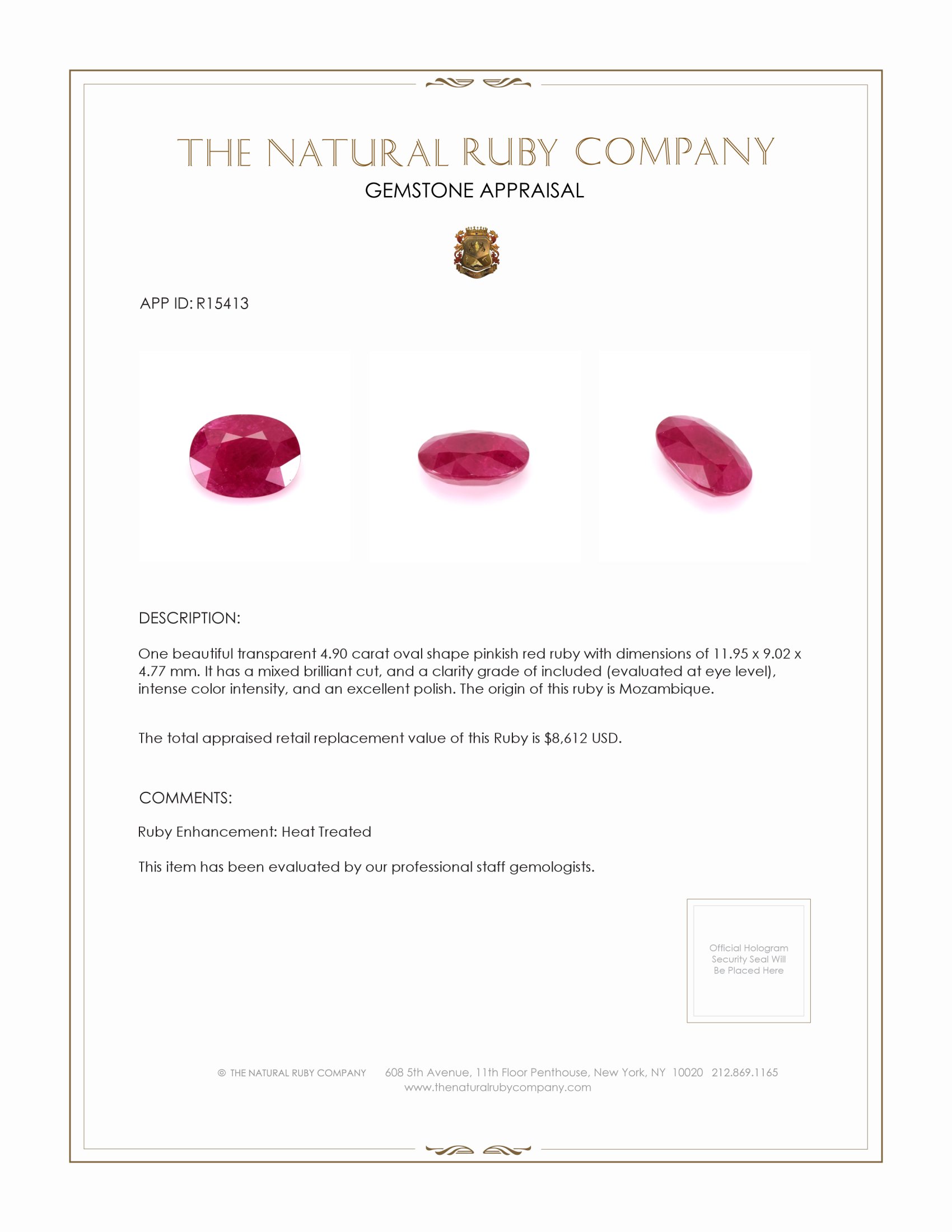 4.90 Ct. Ruby from Mozambique