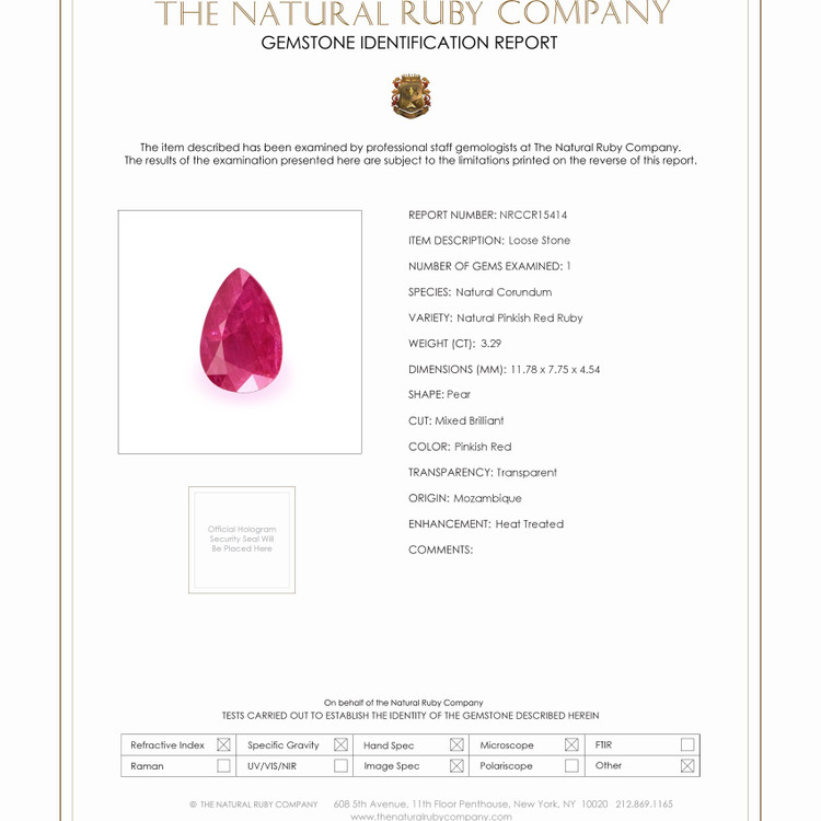 3.29 Ct. Ruby from Mozambique