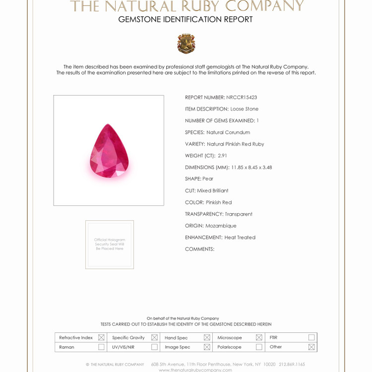 2.91 Ct. Ruby from Mozambique