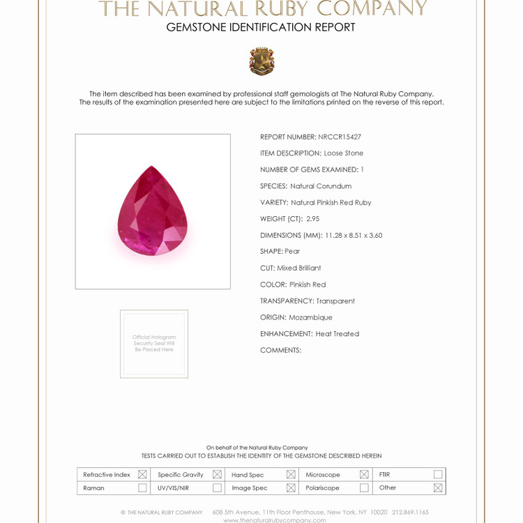2.95 Ct. Ruby from Mozambique