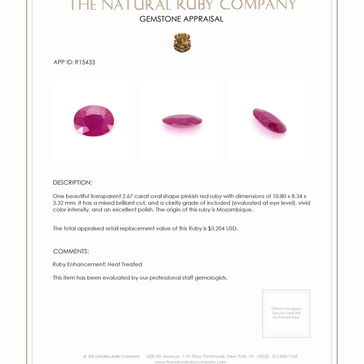 2.67 Ct. Ruby from Mozambique