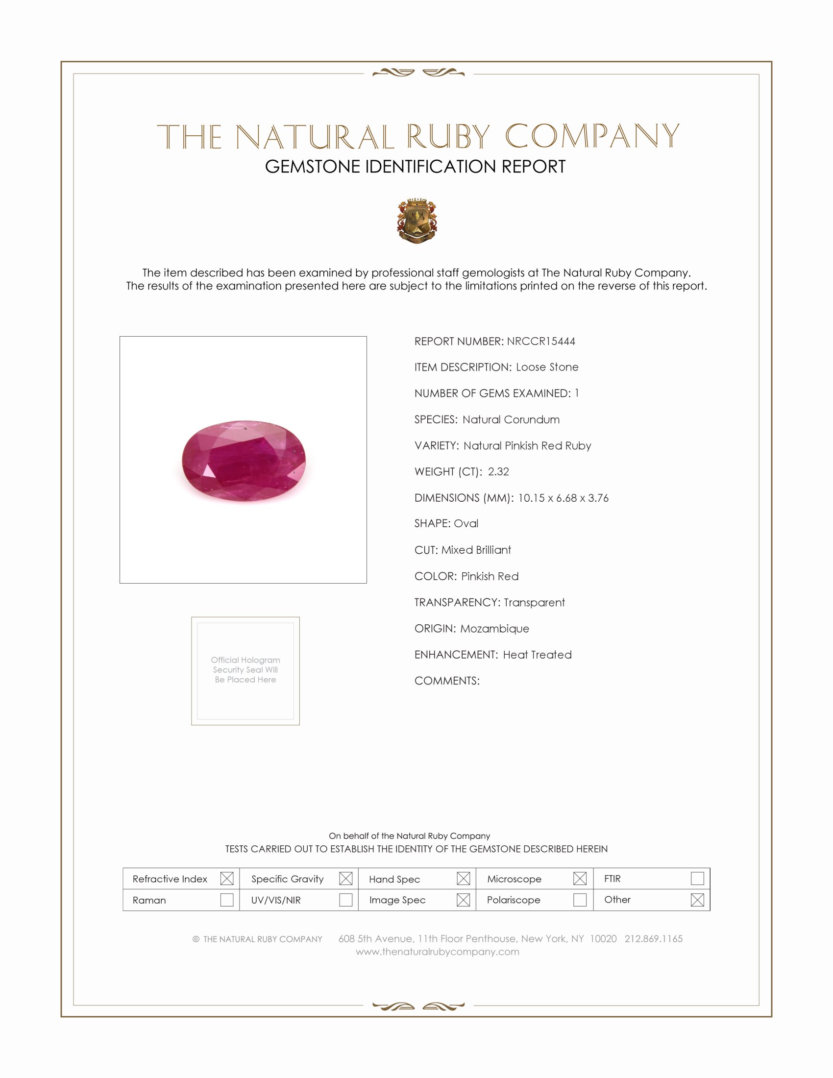 2.32 Ct. Ruby from Mozambique