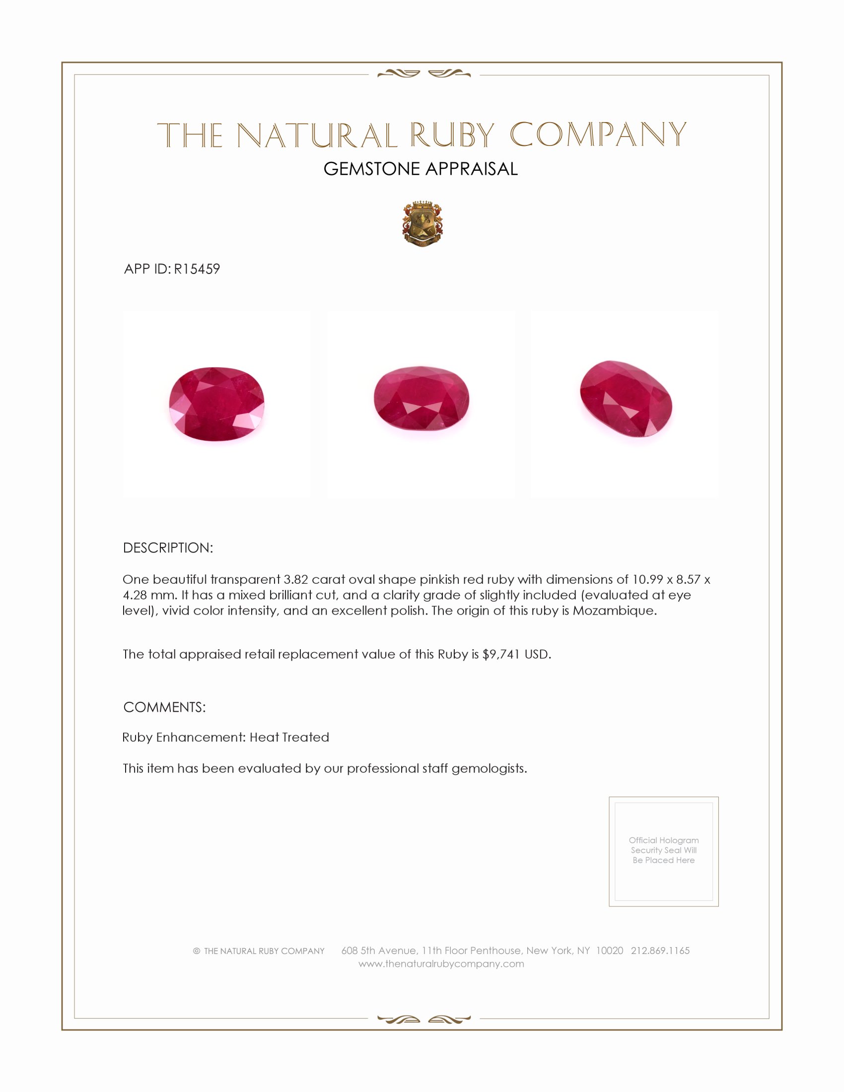 3.82 Ct. Ruby from Mozambique