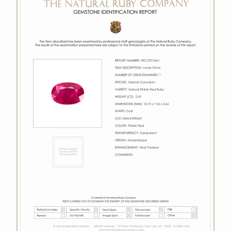 2.49 Ct. Ruby from Mozambique