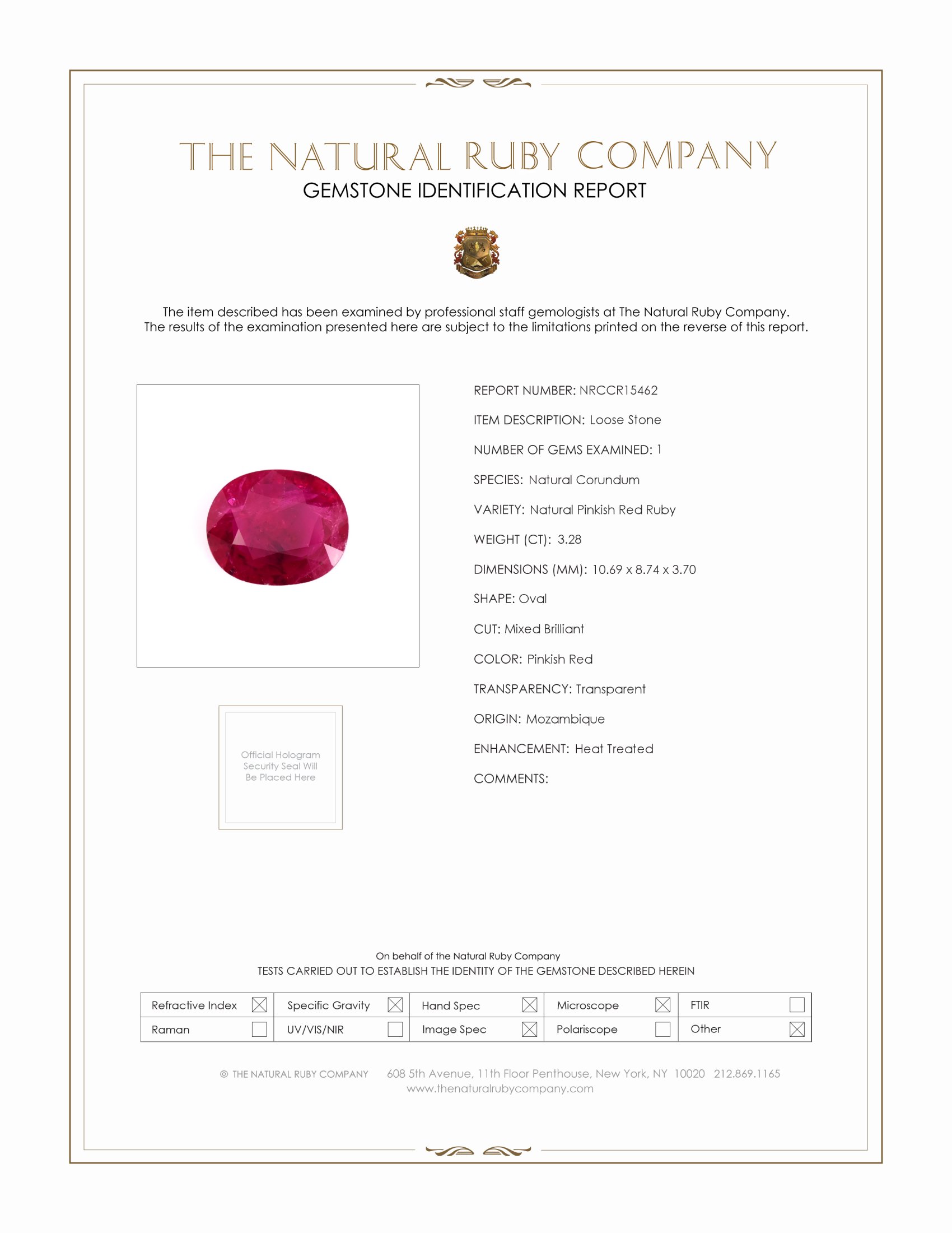 3.28 Ct. Ruby from Mozambique