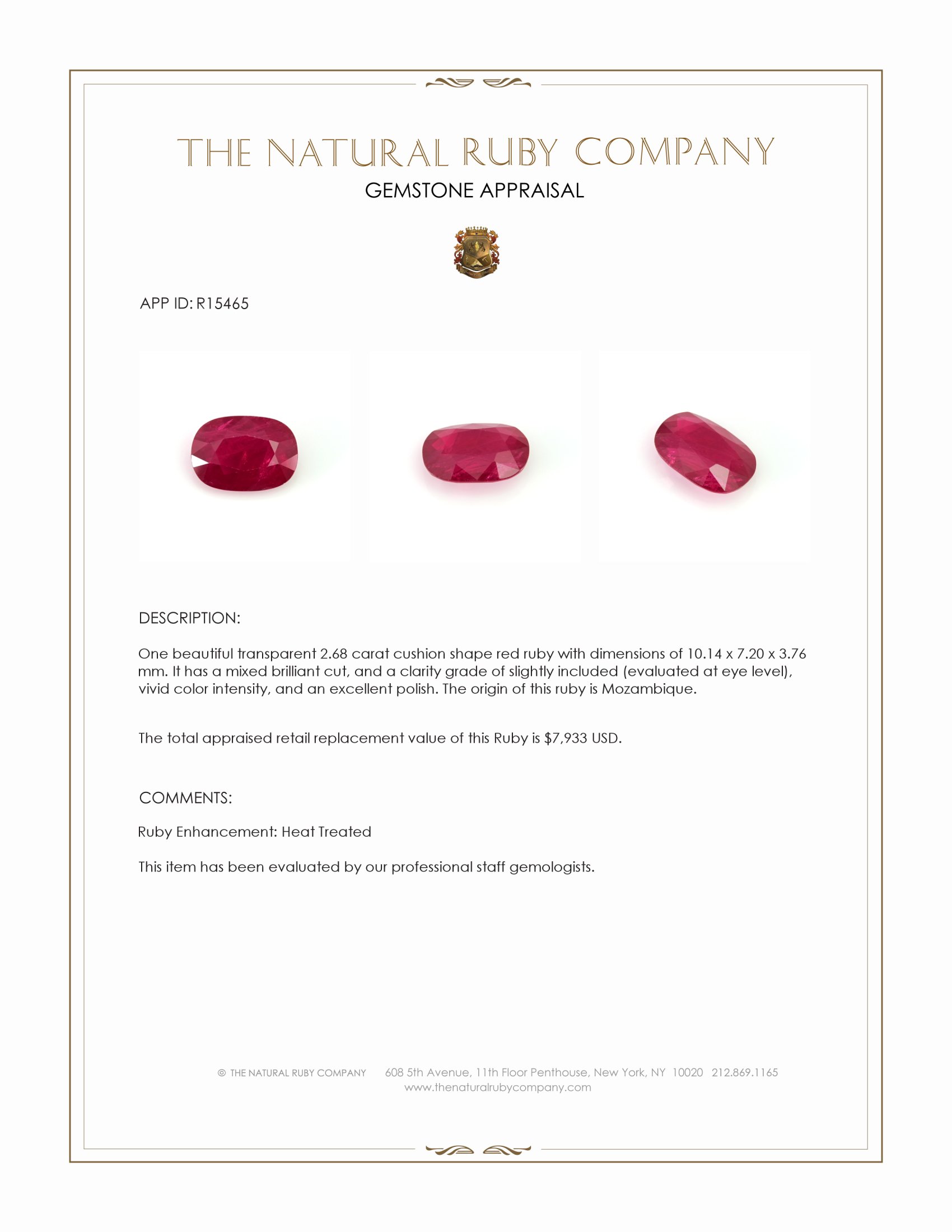 2.68 Ct. Ruby from Mozambique