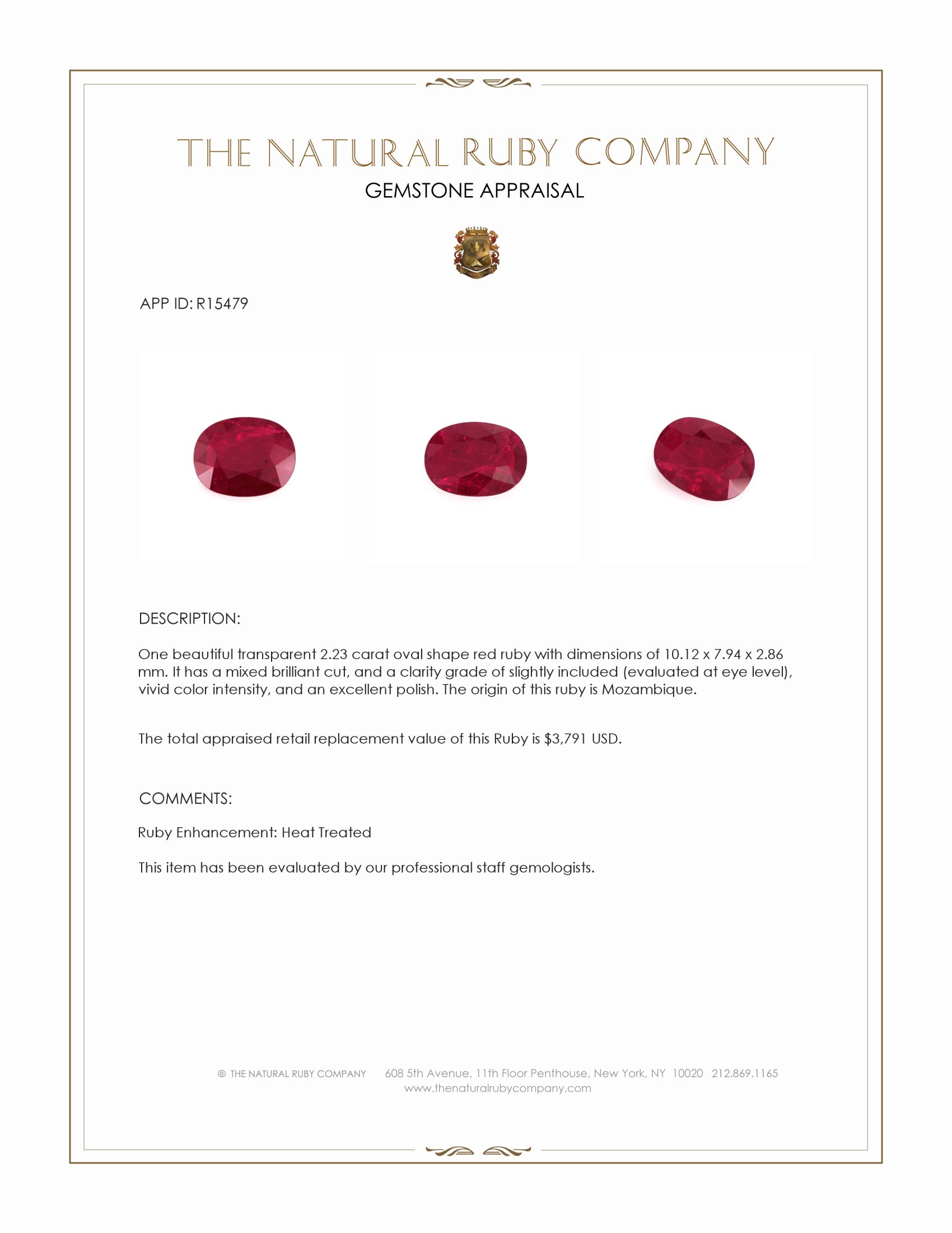 2.23 Ct. Ruby from Mozambique