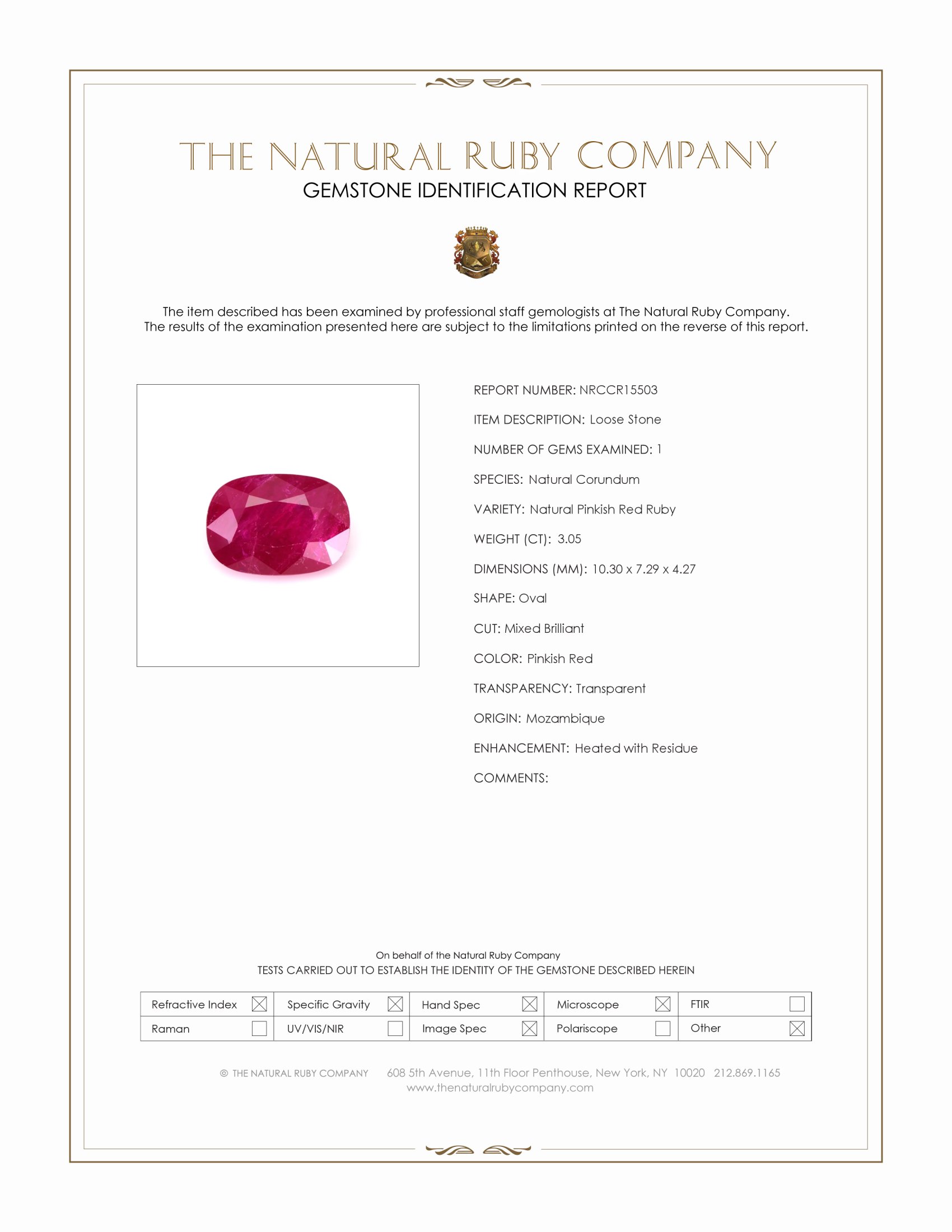 3.05 Ct. Ruby from Mozambique
