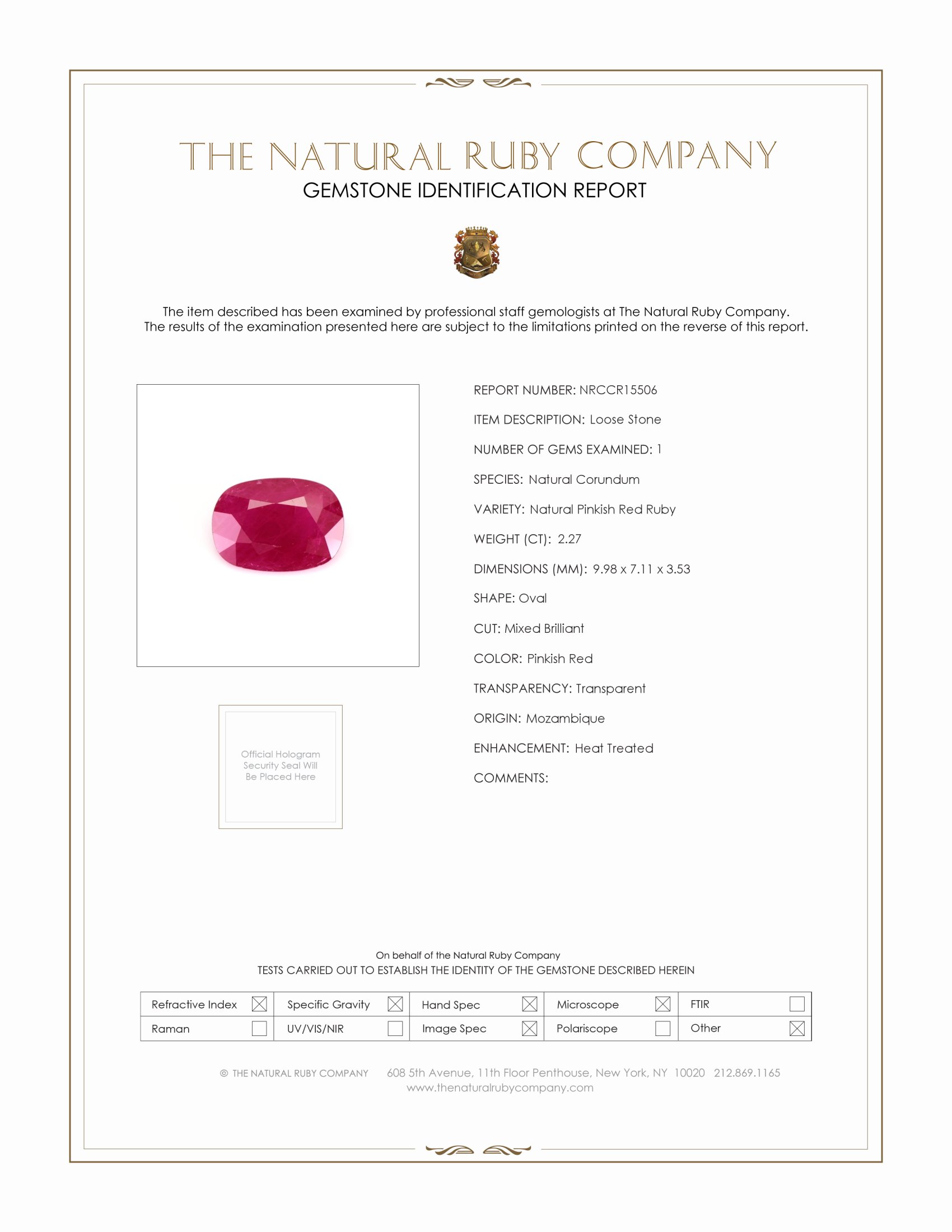 2.27 Ct. Ruby from Mozambique