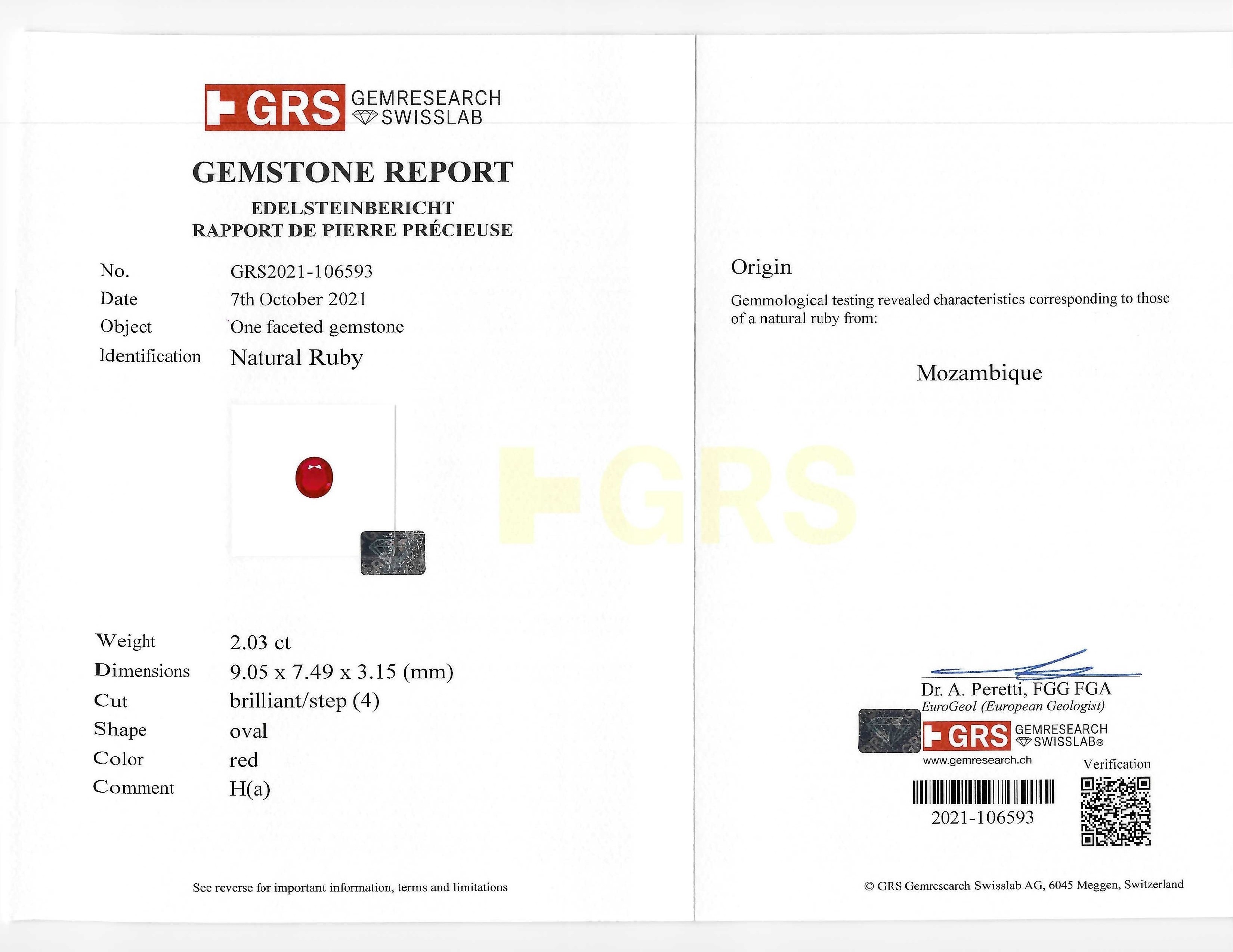 2.03 Ct. Ruby from Mozambique