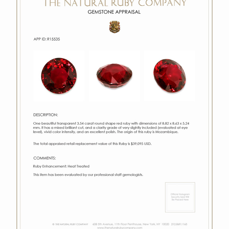 3.54 Ct. Ruby from Mozambique