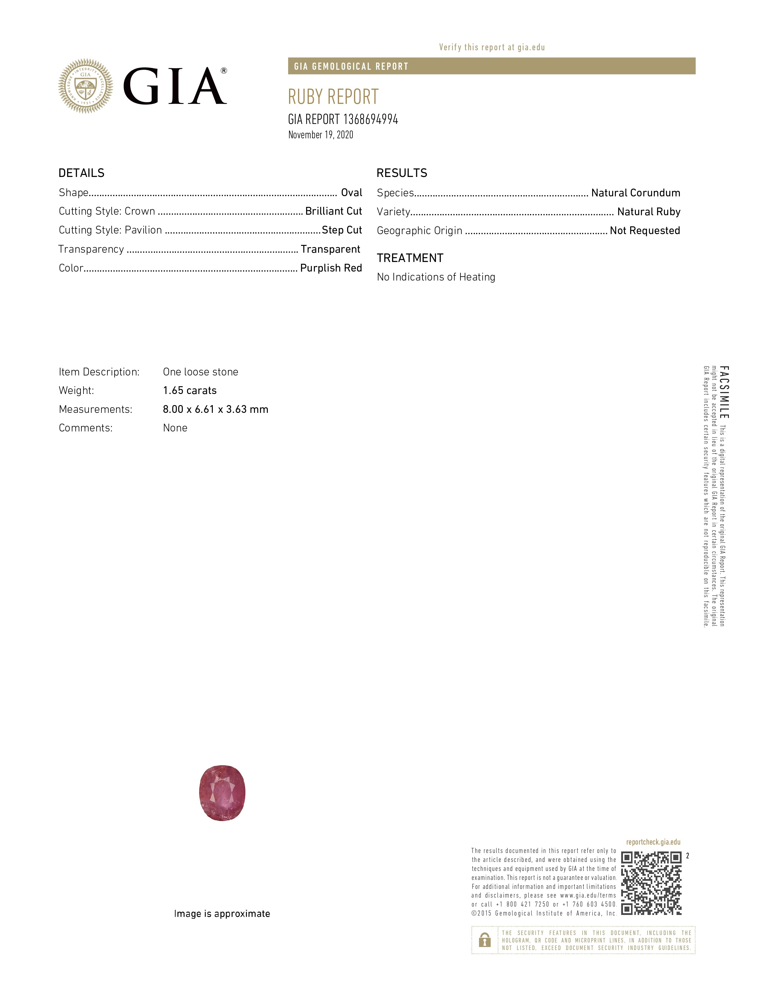 1.65 Ct. Ruby from Mozambique