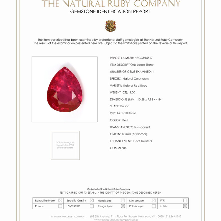 3.00 Ct. Ruby from Burma (Myanmar)