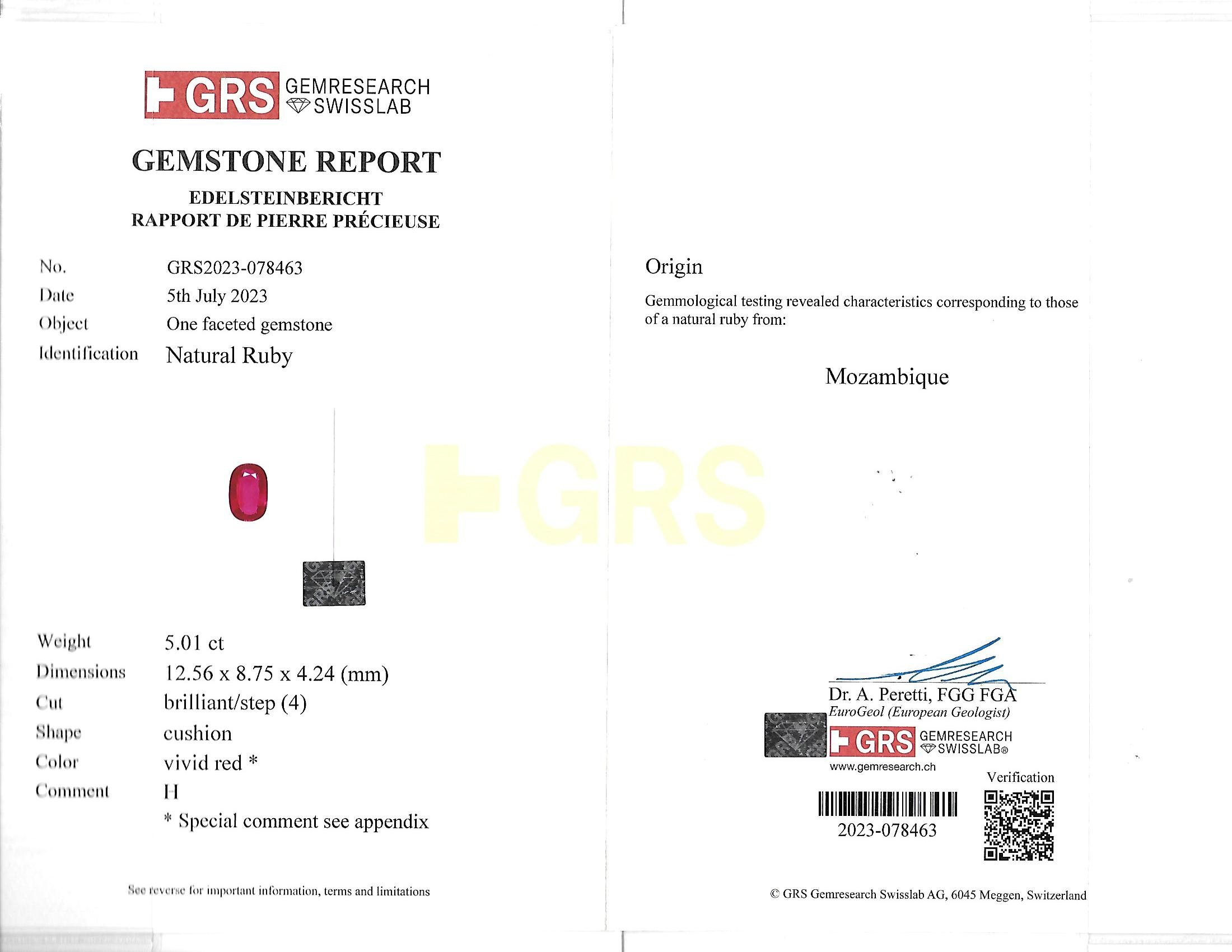 5.01 Ct. Ruby from Mozambique