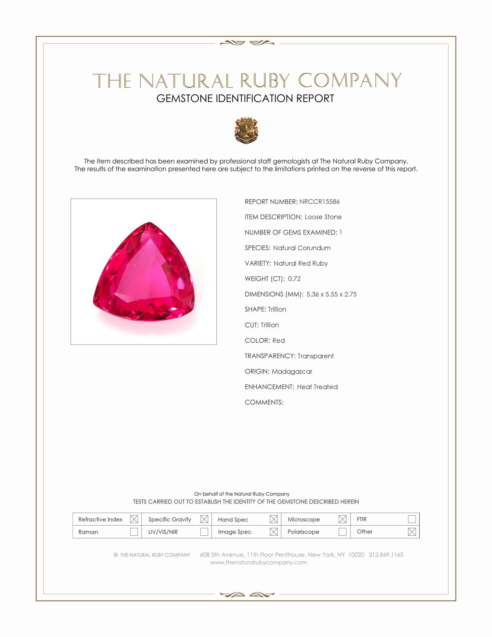 0.72 Ct. Ruby from Madagascar