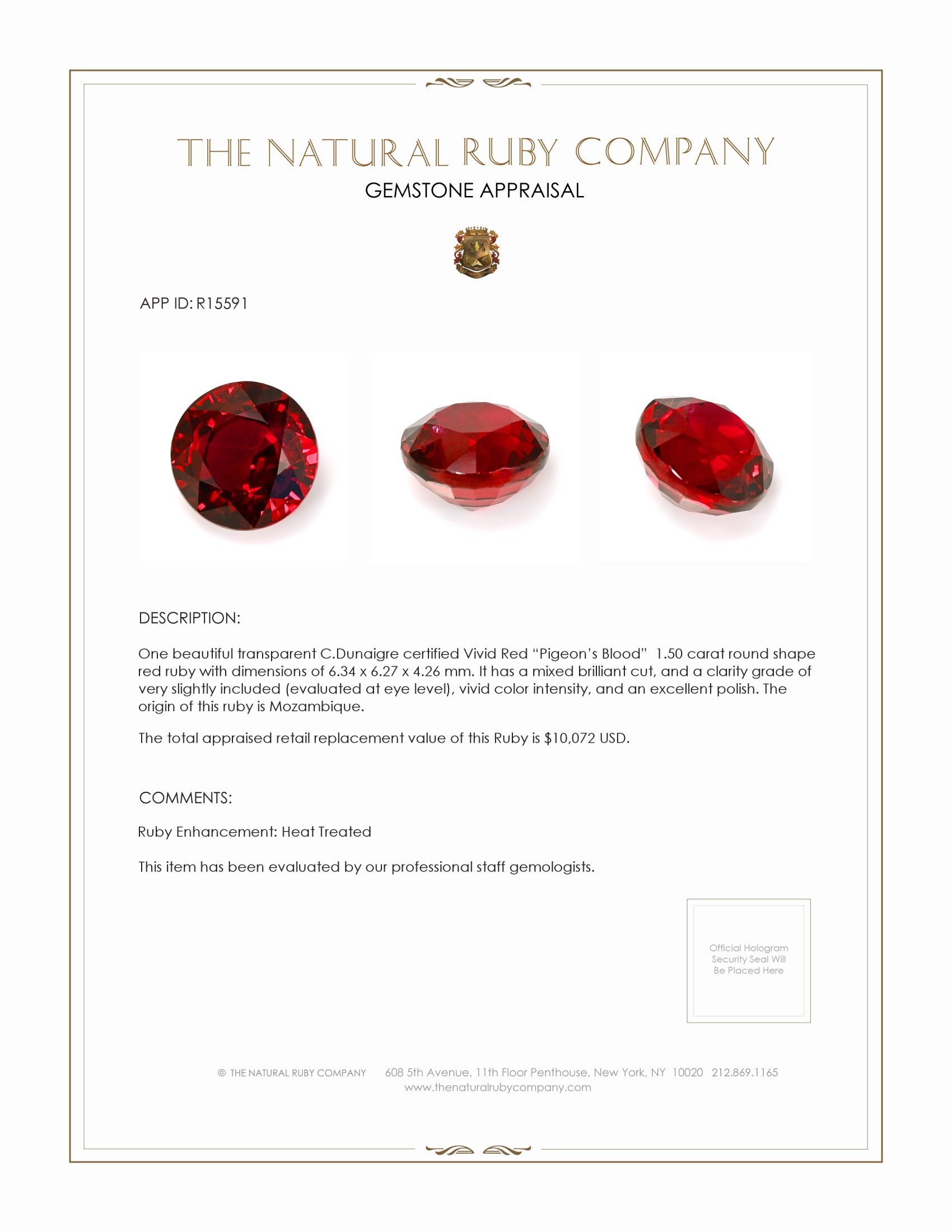 1.51 Ct. Ruby from Mozambique