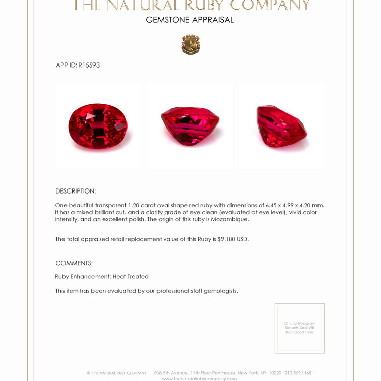 1.20 Ct. Ruby from Mozambique