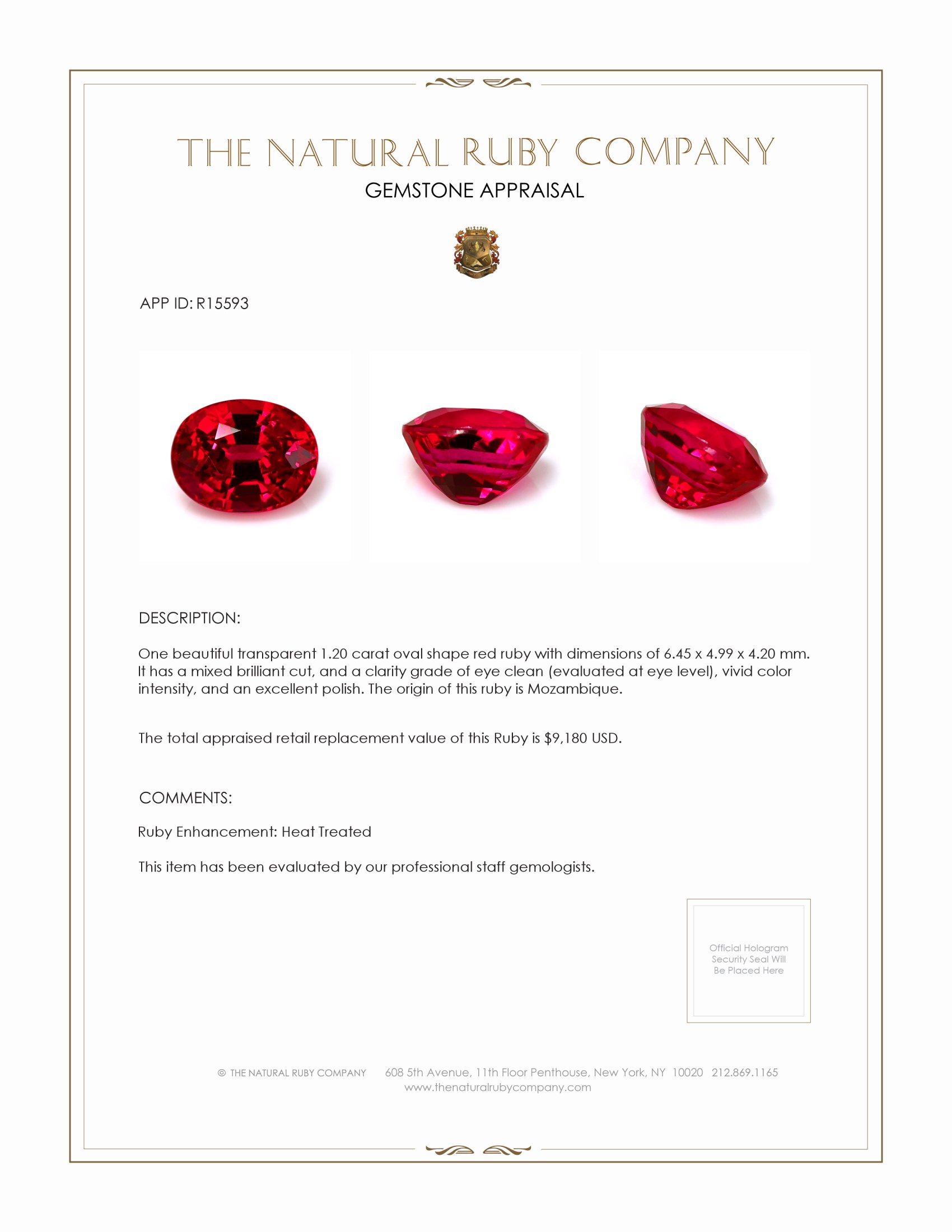 1.20 Ct. Ruby from Mozambique