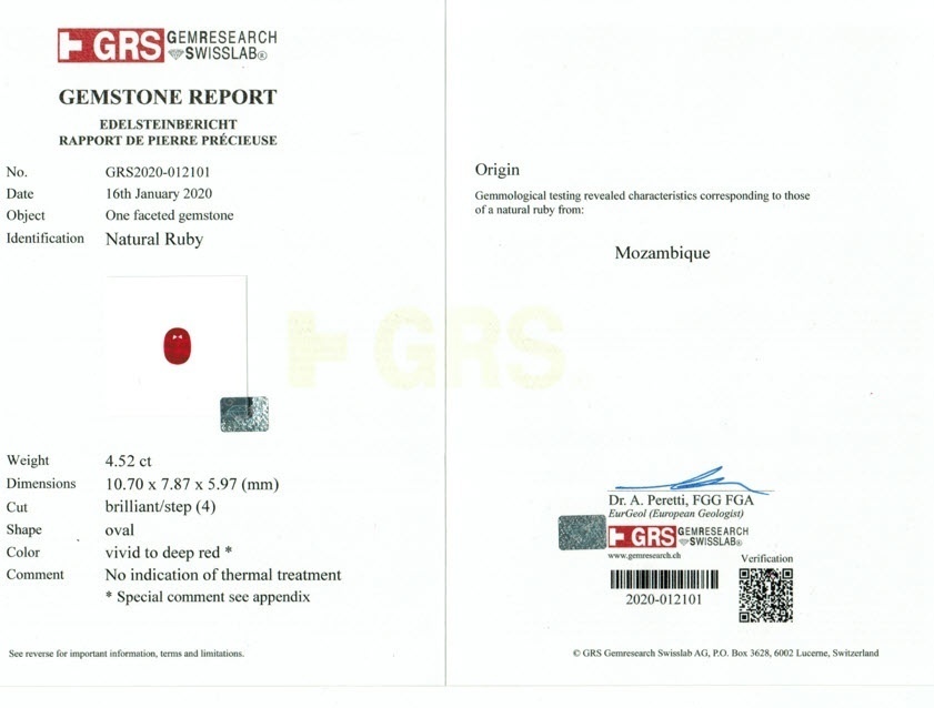 4.52 Ct. Ruby from Mozambique